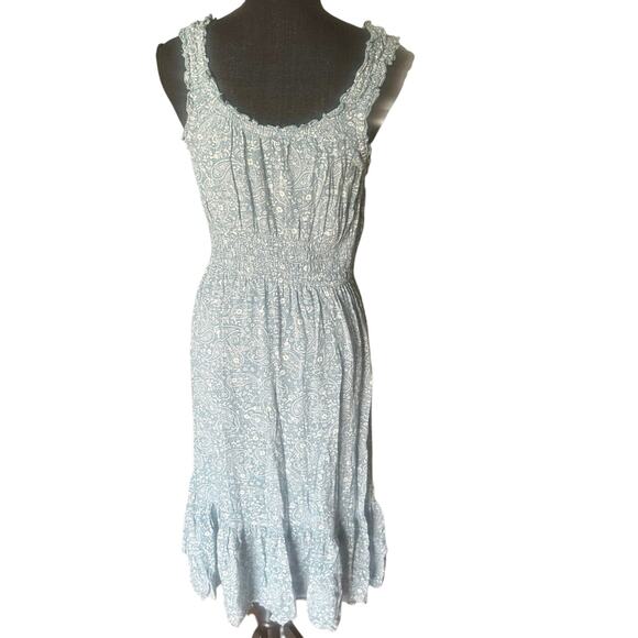 Patrons of Peace Stone Blue Floral Midi Dress size L - Picture 5 of 7